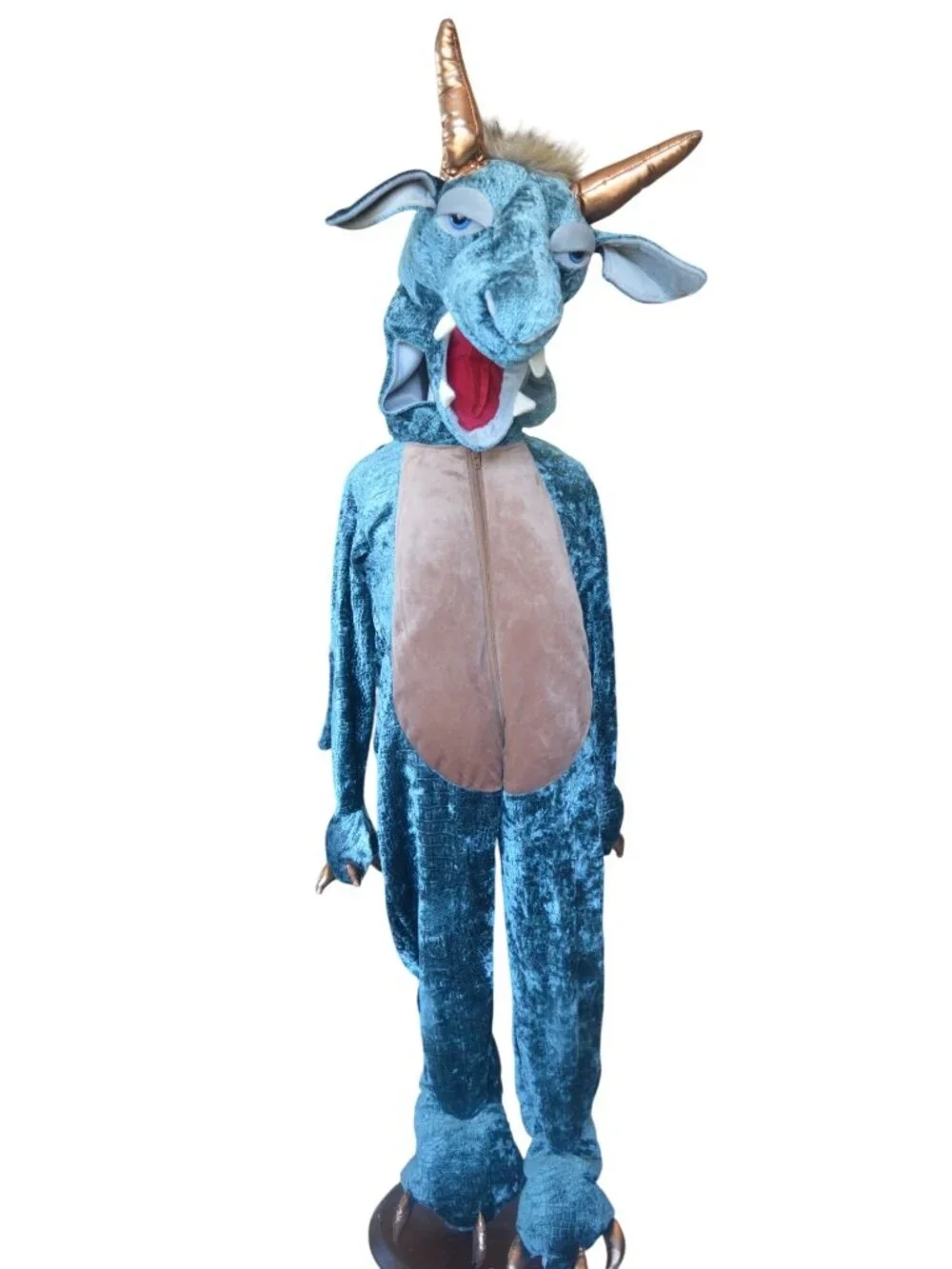 Spooked Plush Velvet Blue Dragon Halloween Costume Kids Size 4T Dress Up Cosplay